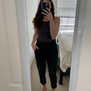 Zara Olive Green High Waisted Cuffed Pant with Belt Size Medium